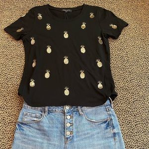 Embroidered and Sequin Pineapple Shirt- Size S